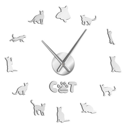 Wall Clocks - Domestic Short Haired Abyssinian Cat Large Frameless DIY Wall Clock