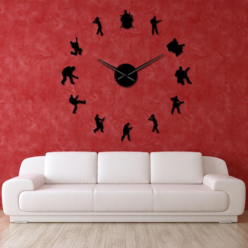 Wall Clocks - Drummer Music Rock Band Guitarist Large Frameless DIY Wall Clock