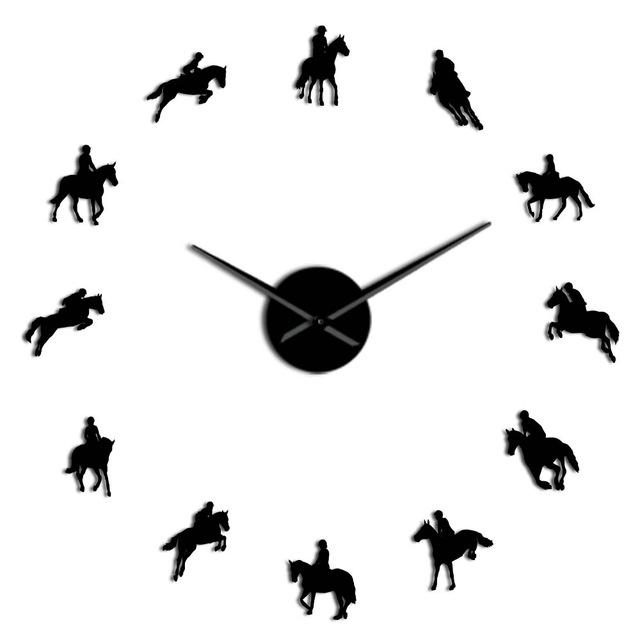 Wall Clocks - Equestrian Horse Race Riding Large Frameless DIY Wall Clock Gift