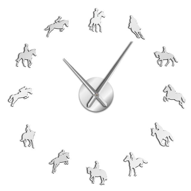 Wall Clocks - Equestrian Horse Race Riding Large Frameless DIY Wall Clock Gift