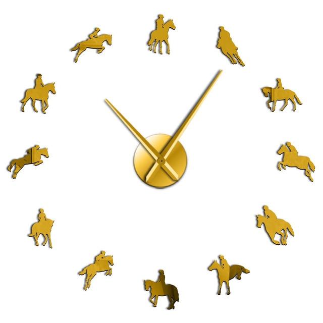 Wall Clocks - Equestrian Horse Race Riding Large Frameless DIY Wall Clock Gift