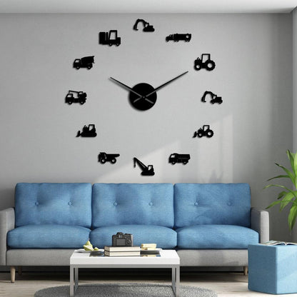 Excavader Scooper Heavy Equipment Operator Machine Large Frameless DIY Wall Clock