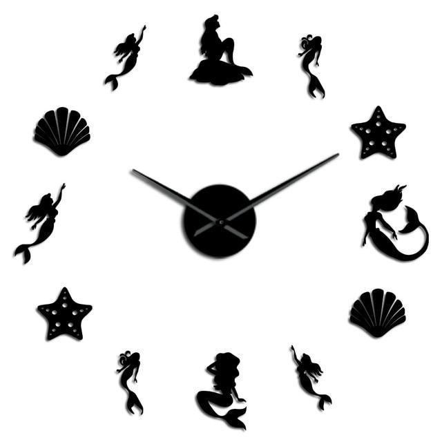 Wall Clocks - Fantasy Mermaid Under The Sea Large Frameless DIY Wall Clock