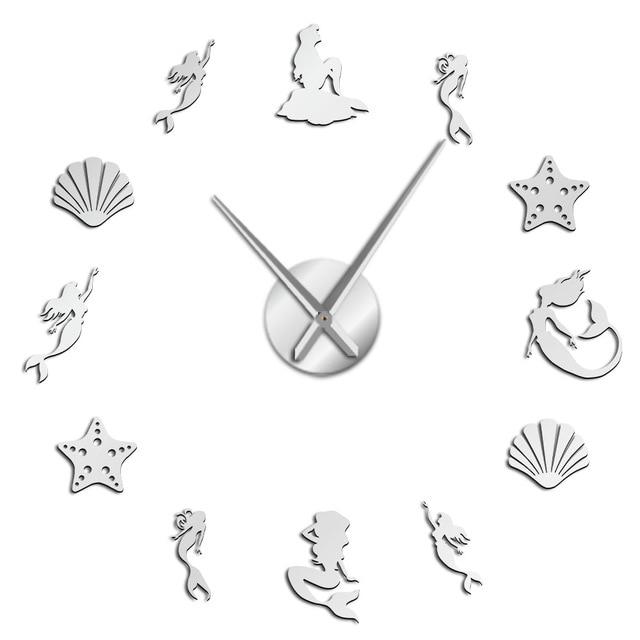 Wall Clocks - Fantasy Mermaid Under The Sea Large Frameless DIY Wall Clock