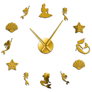Wall Clocks - Fantasy Mermaid Under The Sea Large Frameless DIY Wall Clock