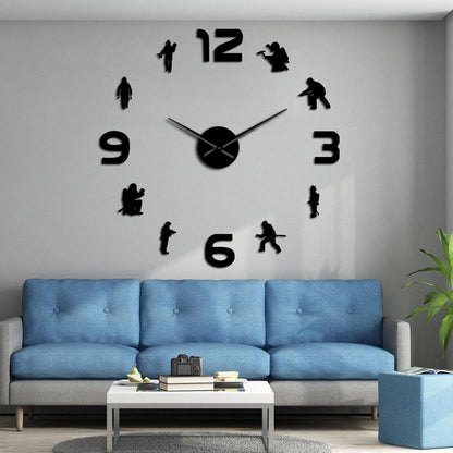 Firefighters Fire Soldiers Large Frameless DIY Wall Clock