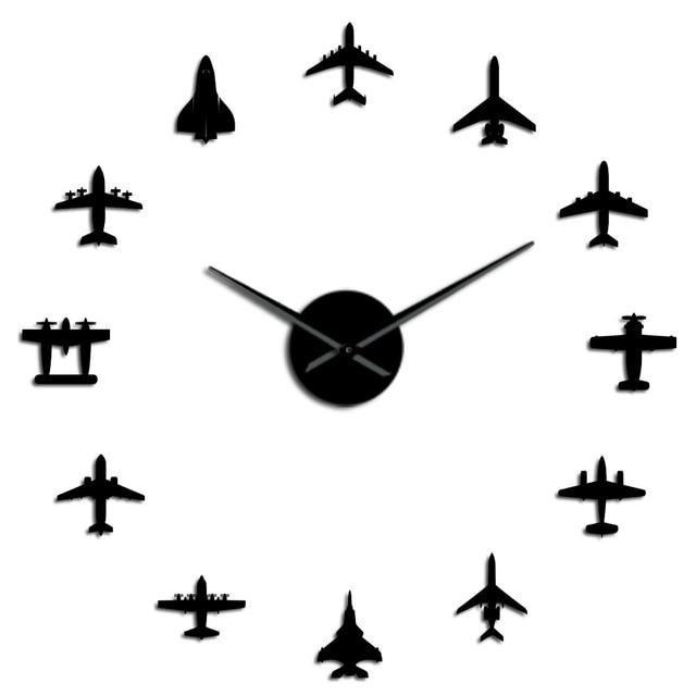Flying Plane Fighter Jet Airplane Large Frameless DIY Wall Clock
