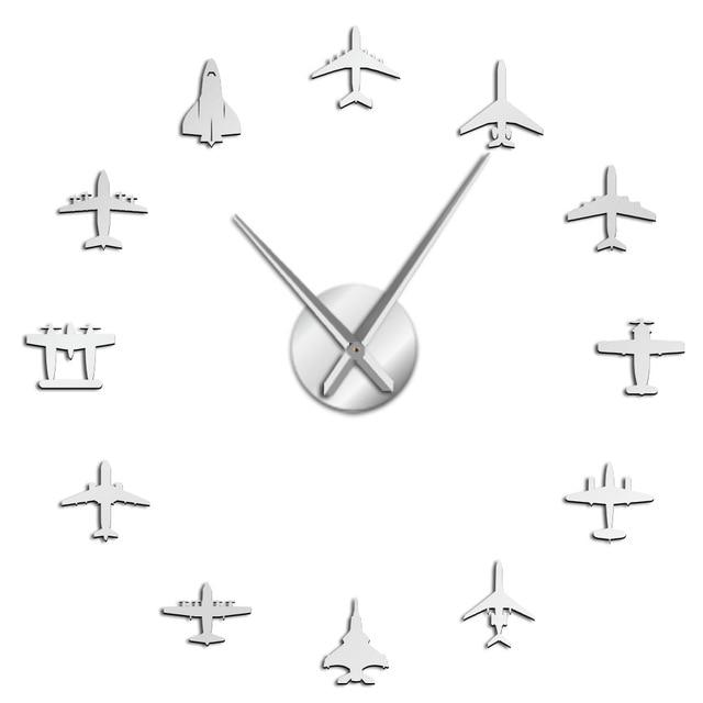 Flying Plane Fighter Jet Airplane Large Frameless DIY Wall Clock