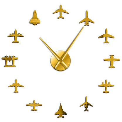 Flying Plane Fighter Jet Airplane Large Frameless DIY Wall Clock