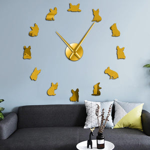 Wall Clocks - French Bulldog DIYLarge Frameless DIY Wall Clock Frenchie Lovers Gift