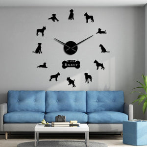 Wall Clocks - German Boxer Dog Large Frameless DIY Wall Clock