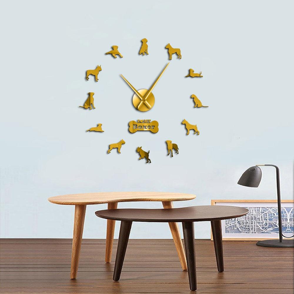 Wall Clocks - German Boxer Dog Large Frameless DIY Wall Clock