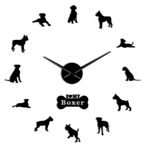 Wall Clocks - German Boxer Dog Large Frameless DIY Wall Clock