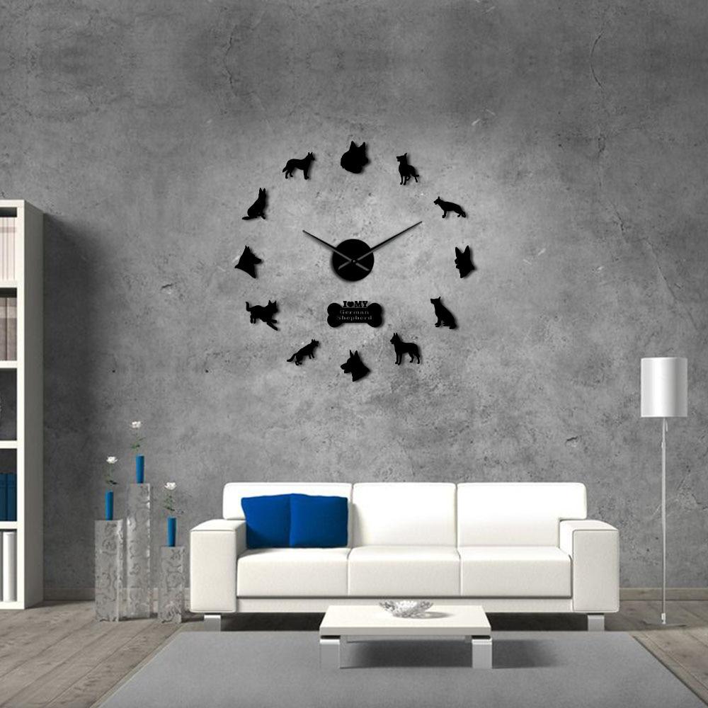 Wall Clocks - German Shepherd Dog Large Frameless DIY Wall Clock Gift