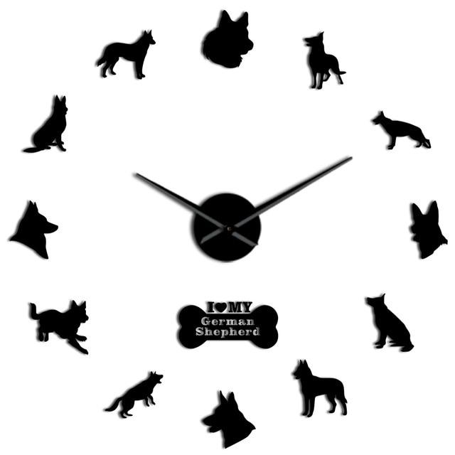 Wall Clocks - German Shepherd Dog Large Frameless DIY Wall Clock Gift