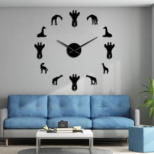 Wall Clocks - Giraffe Wildlife Animal Large Frameless DIY Wall Clock