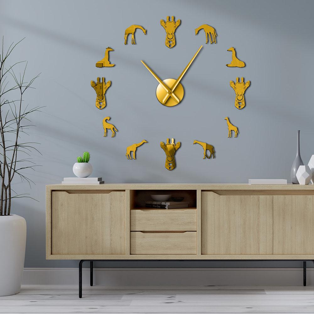 Wall Clocks - Giraffe Wildlife Animal Large Frameless DIY Wall Clock