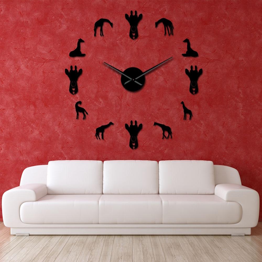 Wall Clocks - Giraffe Wildlife Animal Large Frameless DIY Wall Clock