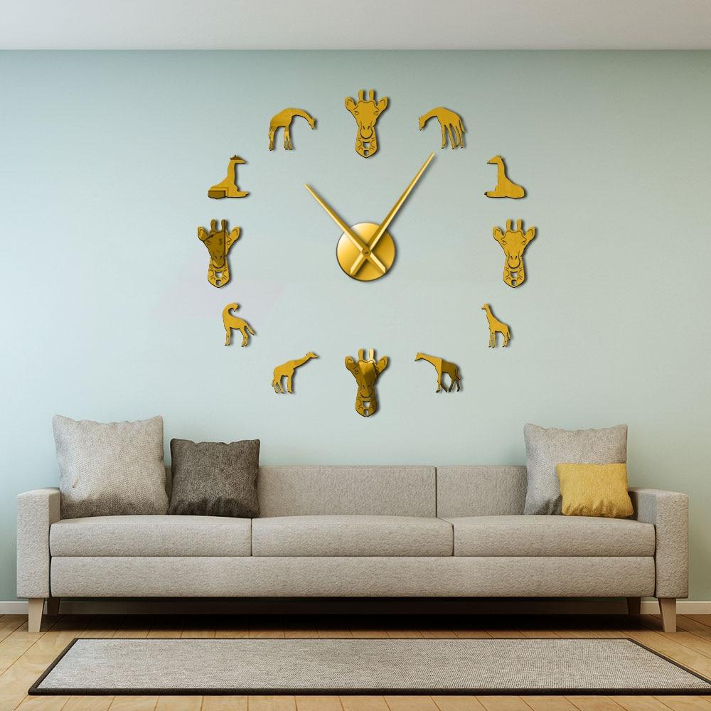 Wall Clocks - Giraffe Wildlife Animal Large Frameless DIY Wall Clock