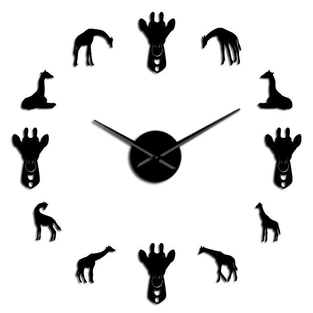 Wall Clocks - Giraffe Wildlife Animal Large Frameless DIY Wall Clock