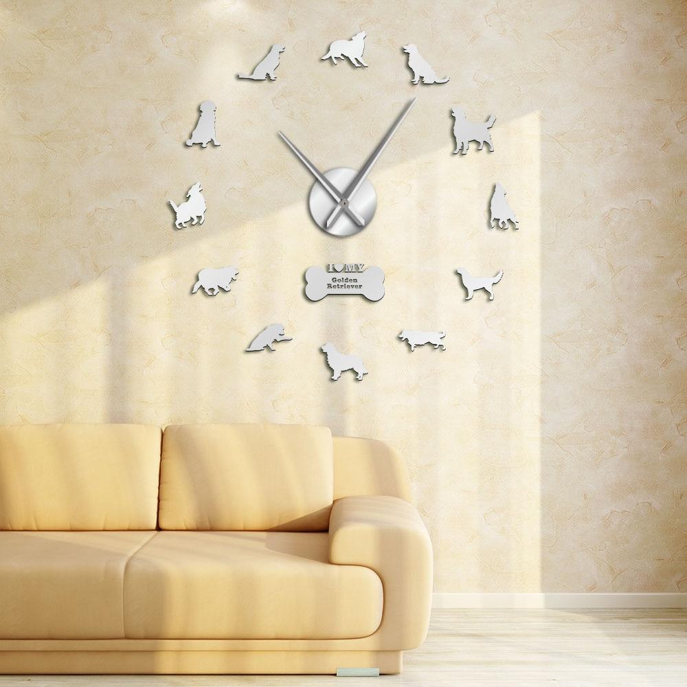 Wall Clocks - Golden Retriever Dog Large Frameless DIY Wall Clock