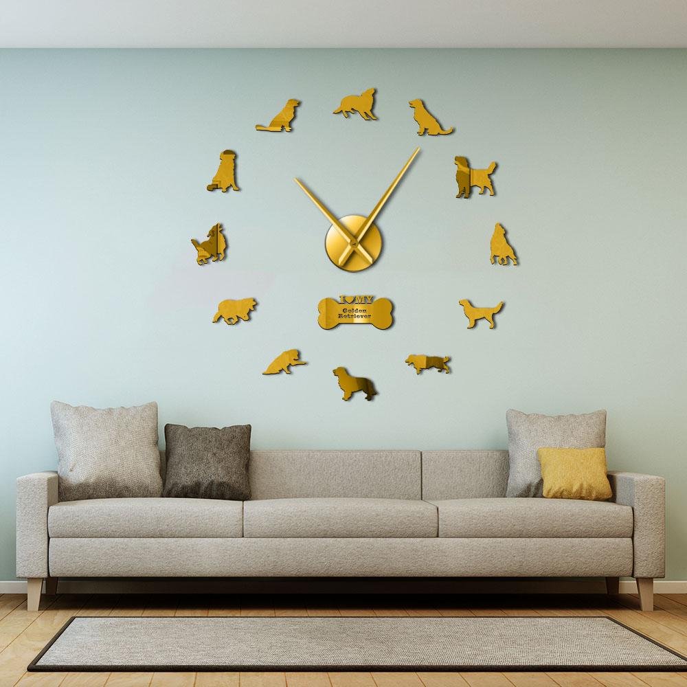 Wall Clocks - Golden Retriever Dog Large Frameless DIY Wall Clock