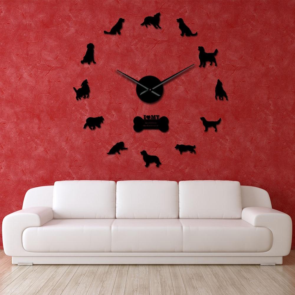 Wall Clocks - Golden Retriever Dog Large Frameless DIY Wall Clock