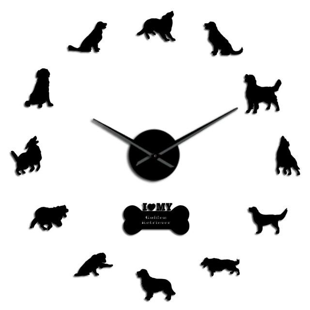 Wall Clocks - Golden Retriever Dog Large Frameless DIY Wall Clock