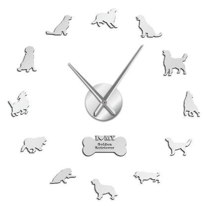 Wall Clocks - Golden Retriever Dog Large Frameless DIY Wall Clock