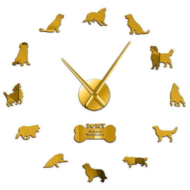 Wall Clocks - Golden Retriever Dog Large Frameless DIY Wall Clock