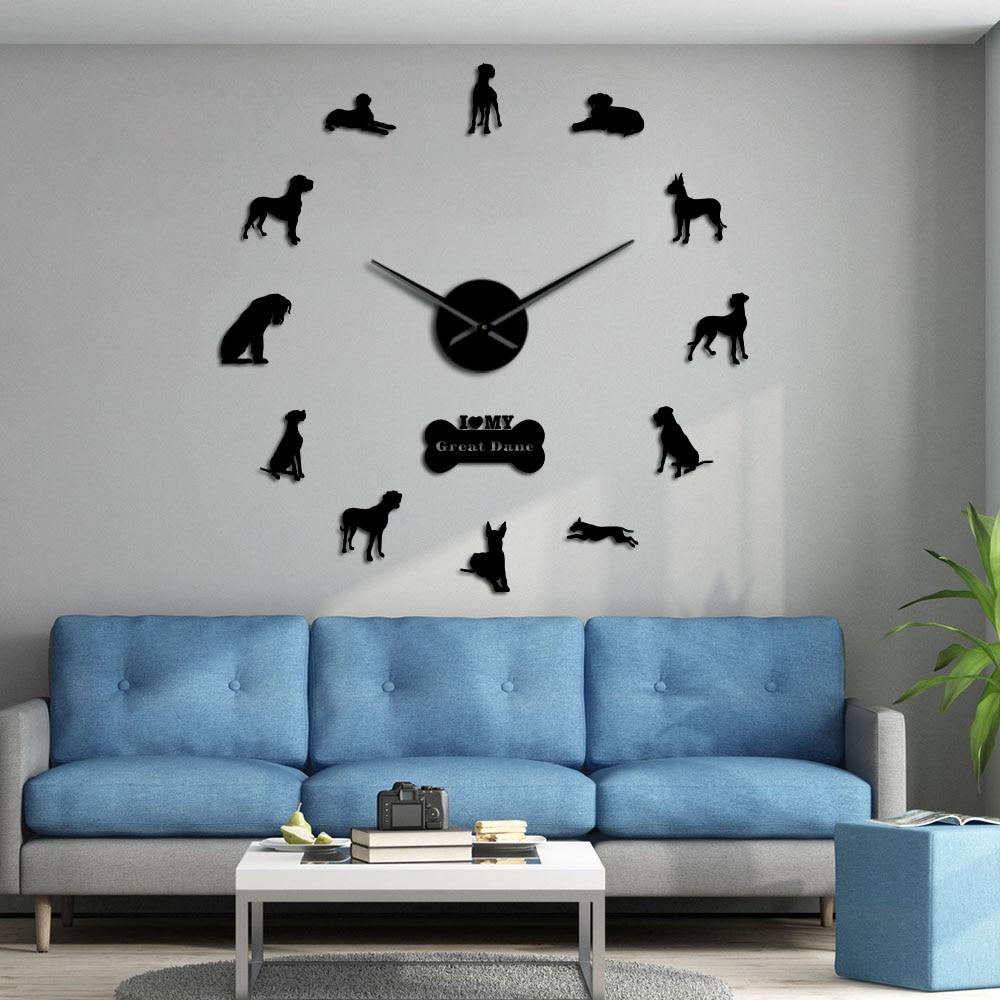 Wall Clocks - Great Dane Dog Large Frameless DIY Wall Clock Gift