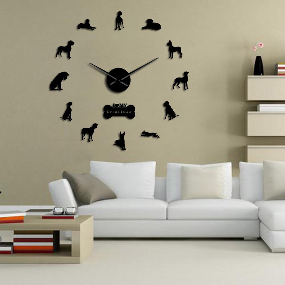 Wall Clocks - Great Dane Dog Large Frameless DIY Wall Clock Gift