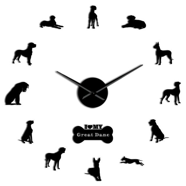 Wall Clocks - Great Dane Dog Large Frameless DIY Wall Clock Gift