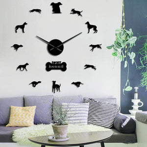 Wall Clocks - Greyhound Adoption Whippet Large Frameless DIY Wall Clock Dog Lovers Gift