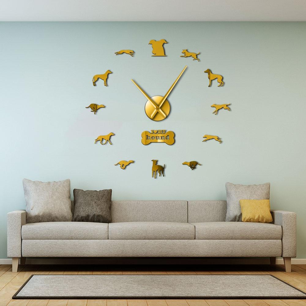 Wall Clocks - Greyhound Adoption Whippet Large Frameless DIY Wall Clock Dog Lovers Gift