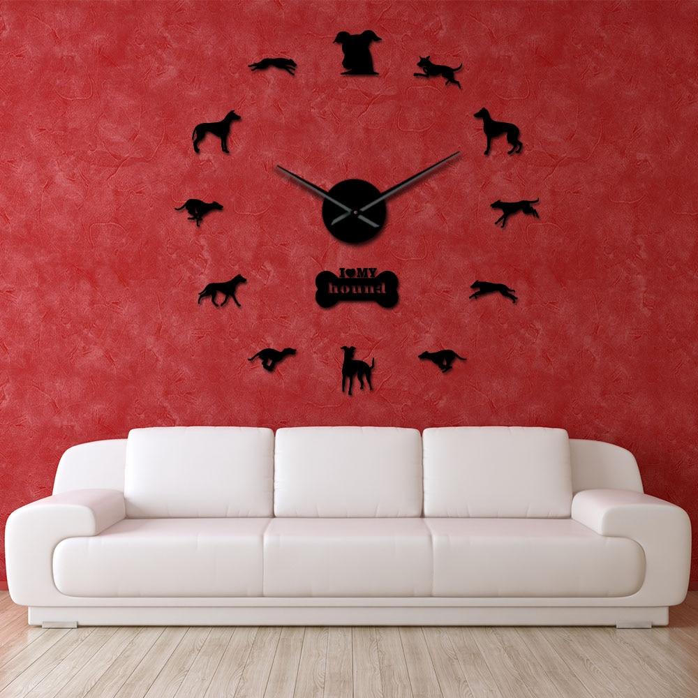 Wall Clocks - Greyhound Adoption Whippet Large Frameless DIY Wall Clock Dog Lovers Gift