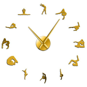 Wall Clocks - Gymnastics Athlete Girl Gymnast Large Frameless DIY Wall Clock