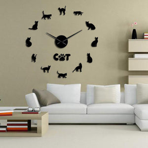 Wall Clocks - Hairless Sphynx Cat Large Frameless DIY Wall Clock Gift