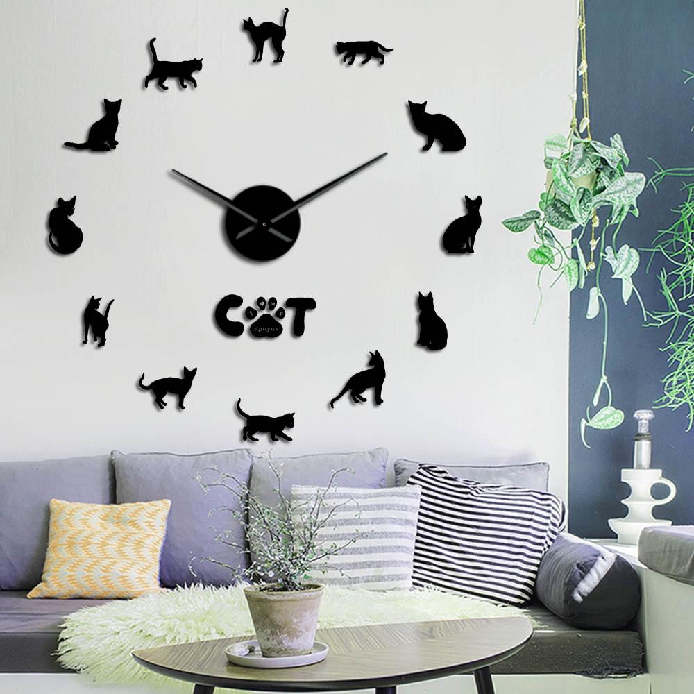 Wall Clocks - Hairless Sphynx Cat Large Frameless DIY Wall Clock Gift