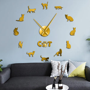 Wall Clocks - Hairless Sphynx Cat Large Frameless DIY Wall Clock Gift