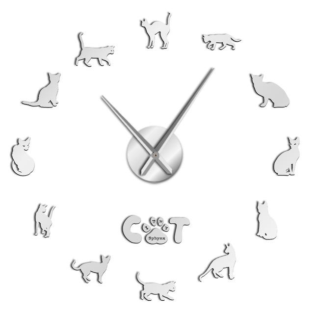 Wall Clocks - Hairless Sphynx Cat Large Frameless DIY Wall Clock Gift