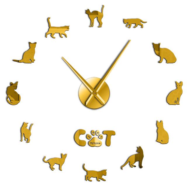 Wall Clocks - Hairless Sphynx Cat Large Frameless DIY Wall Clock Gift