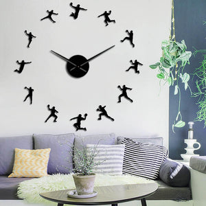 Handball Players Large Frameless DIY Wall Clock Decor Handball Coach Gift