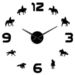 Horse Racing Jockey Large Frameless DIY Wall Clock with Numbers
