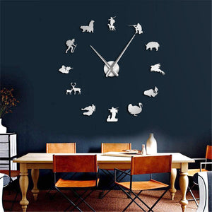 Wall Clocks - Hunting Large Frameless DIY Wall Clock Gift For Hunter