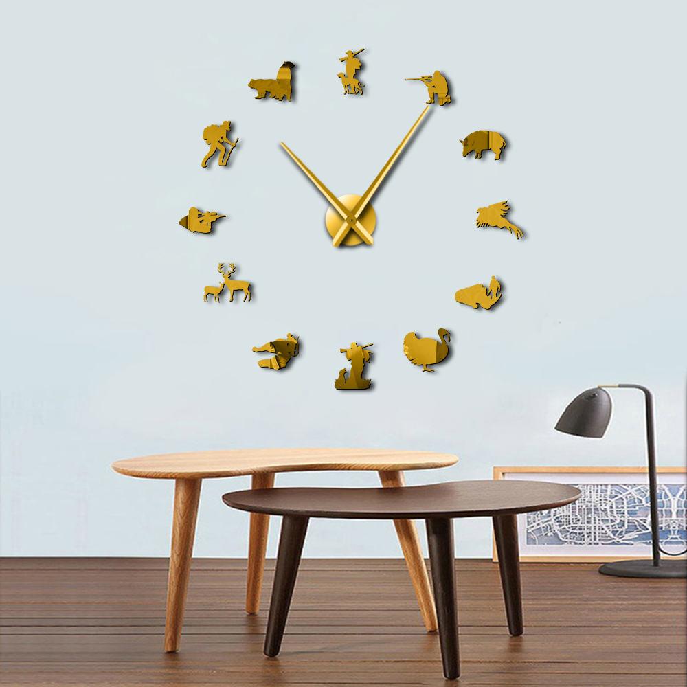 Wall Clocks - Hunting Large Frameless DIY Wall Clock Gift For Hunter