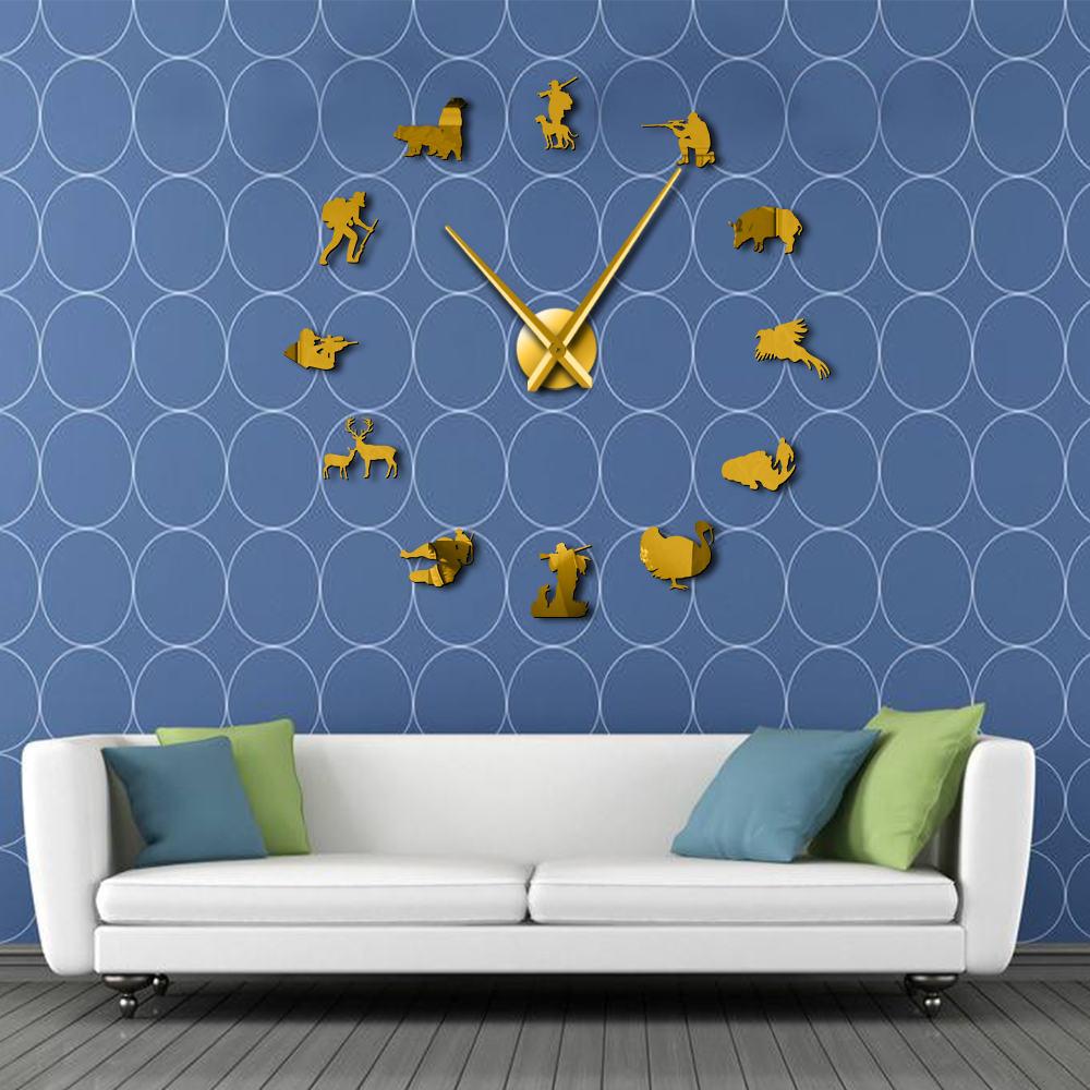 Wall Clocks - Hunting Large Frameless DIY Wall Clock Gift For Hunter