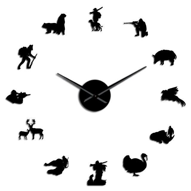 Wall Clocks - Hunting Large Frameless DIY Wall Clock Gift For Hunter