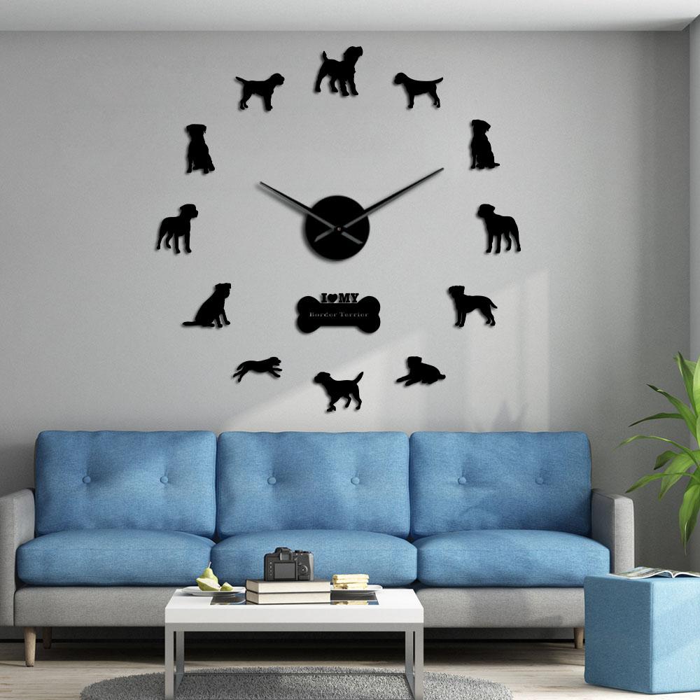 Wall Clocks - I Love My Border Terrier Dog Large Frameless DIY Wall Clock Gifts