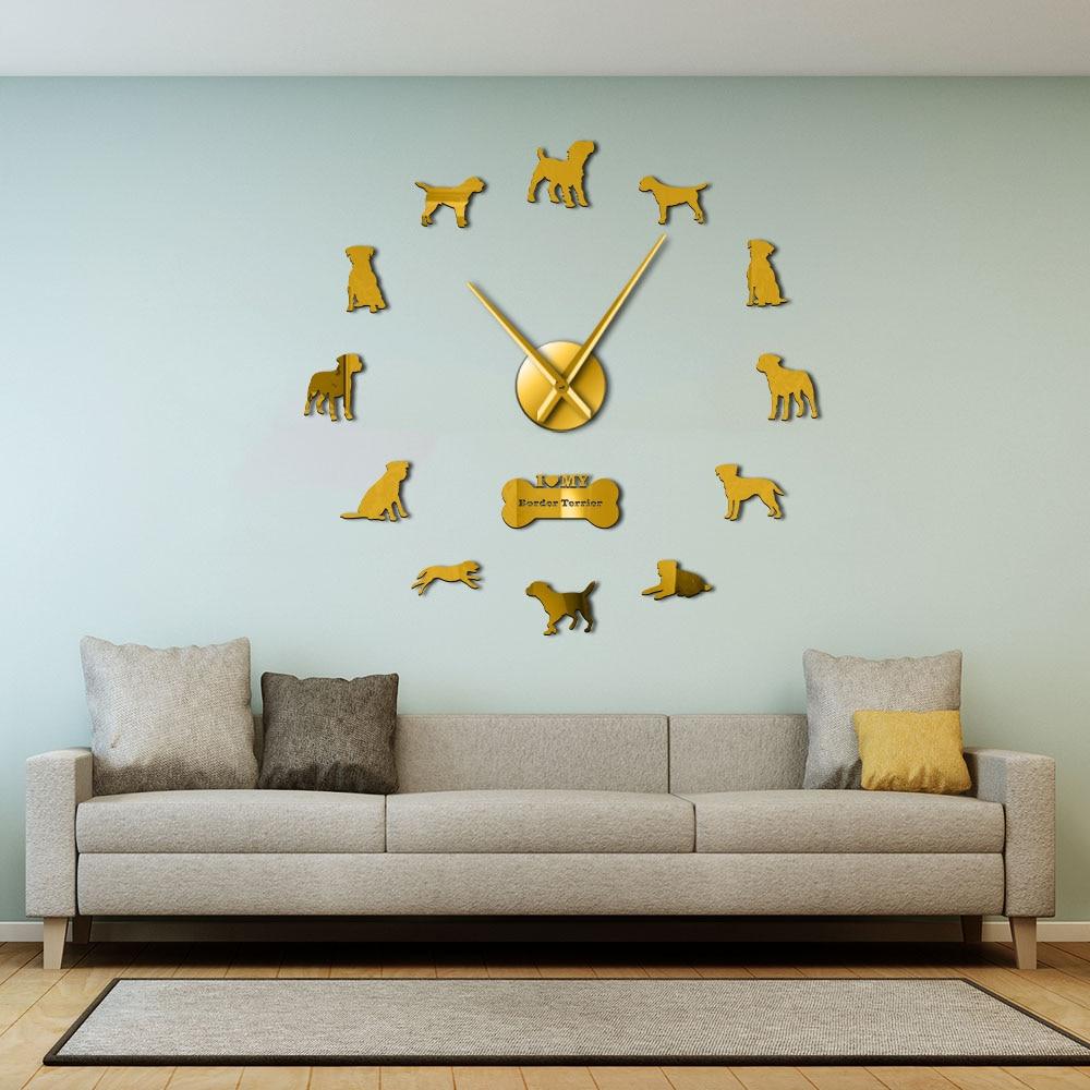 Wall Clocks - I Love My Border Terrier Dog Large Frameless DIY Wall Clock Gifts